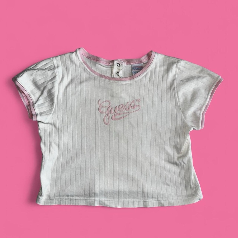 Guess Kids White and Pink Short Sleeve Tee